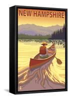 New Hampshire - Canoe Scene-Lantern Press-Framed Stretched Canvas