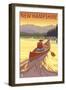 New Hampshire - Canoe Scene-Lantern Press-Framed Art Print