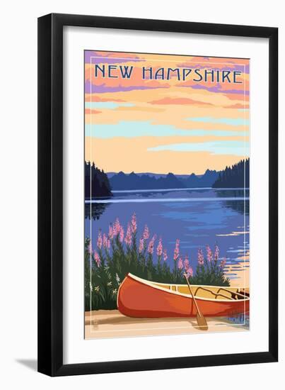 New Hampshire - Canoers on Lake-Lantern Press-Framed Art Print