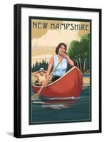 New Hampshire - Canoers on Lake-Lantern Press-Framed Art Print