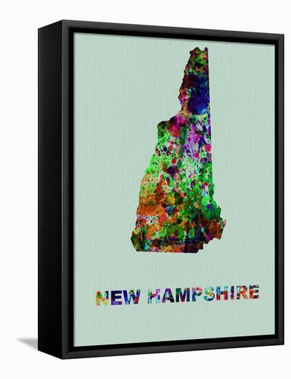 New Hampshire Color Splatter Map-NaxArt-Framed Stretched Canvas