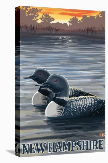 New Hampshire - Common Loon-Lantern Press-Stretched Canvas