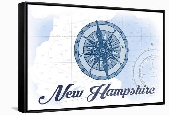 New Hampshire - Compass - Blue - Coastal Icon-Lantern Press-Framed Stretched Canvas