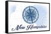 New Hampshire - Compass - Blue - Coastal Icon-Lantern Press-Framed Stretched Canvas