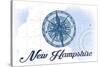 New Hampshire - Compass - Blue - Coastal Icon-Lantern Press-Stretched Canvas