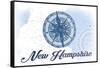 New Hampshire - Compass - Blue - Coastal Icon-Lantern Press-Framed Stretched Canvas