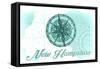 New Hampshire - Compass - Teal - Coastal Icon-Lantern Press-Framed Stretched Canvas