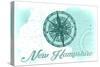 New Hampshire - Compass - Teal - Coastal Icon-Lantern Press-Stretched Canvas