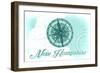 New Hampshire - Compass - Teal - Coastal Icon-Lantern Press-Framed Art Print