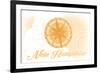 New Hampshire - Compass - Yellow - Coastal Icon-Lantern Press-Framed Art Print