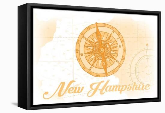 New Hampshire - Compass - Yellow - Coastal Icon-Lantern Press-Framed Stretched Canvas