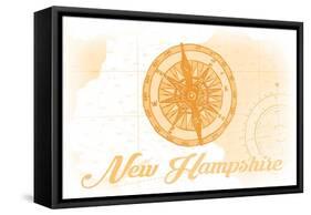 New Hampshire - Compass - Yellow - Coastal Icon-Lantern Press-Framed Stretched Canvas