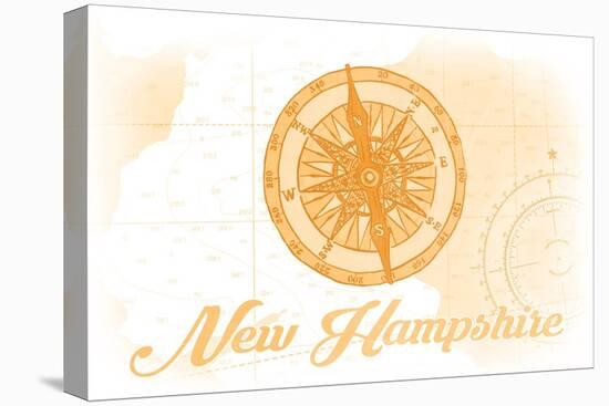 New Hampshire - Compass - Yellow - Coastal Icon-Lantern Press-Stretched Canvas