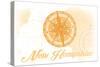 New Hampshire - Compass - Yellow - Coastal Icon-Lantern Press-Stretched Canvas