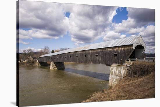 New Hampshire, Cornish Windsor Covered Bridge over Connecticut River-Walter Bibikow-Stretched Canvas