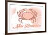New Hampshire - Crab - Coral - Coastal Icon-Lantern Press-Framed Premium Giclee Print