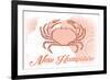 New Hampshire - Crab - Coral - Coastal Icon-Lantern Press-Framed Premium Giclee Print