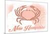 New Hampshire - Crab - Coral - Coastal Icon-Lantern Press-Mounted Premium Giclee Print