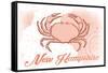 New Hampshire - Crab - Coral - Coastal Icon-Lantern Press-Framed Stretched Canvas