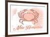 New Hampshire - Crab - Coral - Coastal Icon-Lantern Press-Framed Art Print