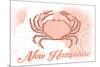 New Hampshire - Crab - Coral - Coastal Icon-Lantern Press-Mounted Art Print