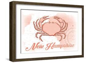 New Hampshire - Crab - Coral - Coastal Icon-Lantern Press-Framed Art Print