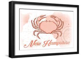 New Hampshire - Crab - Coral - Coastal Icon-Lantern Press-Framed Art Print