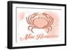 New Hampshire - Crab - Coral - Coastal Icon-Lantern Press-Framed Art Print