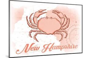 New Hampshire - Crab - Coral - Coastal Icon-Lantern Press-Mounted Art Print