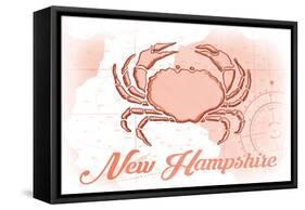 New Hampshire - Crab - Coral - Coastal Icon-Lantern Press-Framed Stretched Canvas