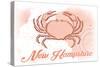 New Hampshire - Crab - Coral - Coastal Icon-Lantern Press-Stretched Canvas