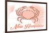 New Hampshire - Crab - Coral - Coastal Icon-Lantern Press-Framed Art Print