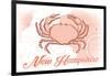 New Hampshire - Crab - Coral - Coastal Icon-Lantern Press-Framed Art Print