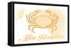 New Hampshire - Crab - Yellow - Coastal Icon-Lantern Press-Framed Stretched Canvas