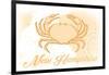 New Hampshire - Crab - Yellow - Coastal Icon-Lantern Press-Framed Art Print