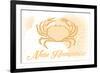 New Hampshire - Crab - Yellow - Coastal Icon-Lantern Press-Framed Premium Giclee Print