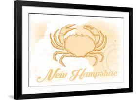 New Hampshire - Crab - Yellow - Coastal Icon-Lantern Press-Framed Premium Giclee Print