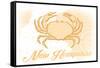 New Hampshire - Crab - Yellow - Coastal Icon-Lantern Press-Framed Stretched Canvas