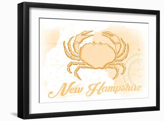 New Hampshire - Crab - Yellow - Coastal Icon-Lantern Press-Framed Art Print