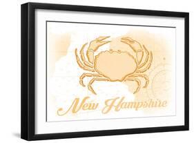 New Hampshire - Crab - Yellow - Coastal Icon-Lantern Press-Framed Art Print