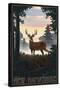 New Hampshire - Deer and Sunrise-Lantern Press-Stretched Canvas