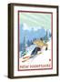 New Hampshire - Downhill Skier Scene-Lantern Press-Framed Art Print