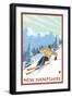 New Hampshire - Downhill Skier Scene-Lantern Press-Framed Art Print