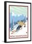 New Hampshire - Downhill Skier Scene-Lantern Press-Framed Art Print