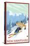 New Hampshire - Downhill Skier Scene-Lantern Press-Stretched Canvas