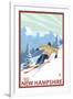 New Hampshire - Downhill Skier-Lantern Press-Framed Art Print