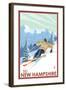 New Hampshire - Downhill Skier-Lantern Press-Framed Art Print