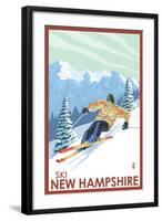 New Hampshire - Downhill Skier-Lantern Press-Framed Art Print