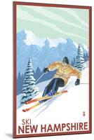 New Hampshire - Downhill Skier-Lantern Press-Mounted Art Print