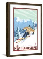 New Hampshire - Downhill Skier-Lantern Press-Framed Art Print